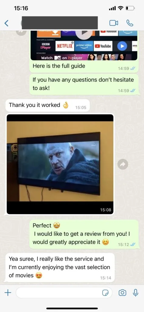 Authentic WhatsApp customer activation message 1 for xtreme hd iptv