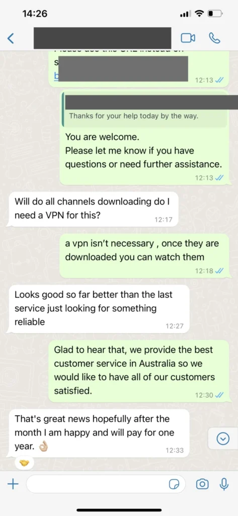 Authentic WhatsApp customer activation message 3 for xtreme hd iptv