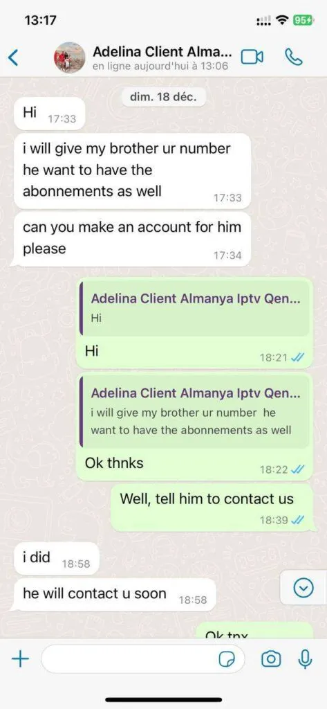Authentic WhatsApp customer activation message 5 for xtreme hd iptv